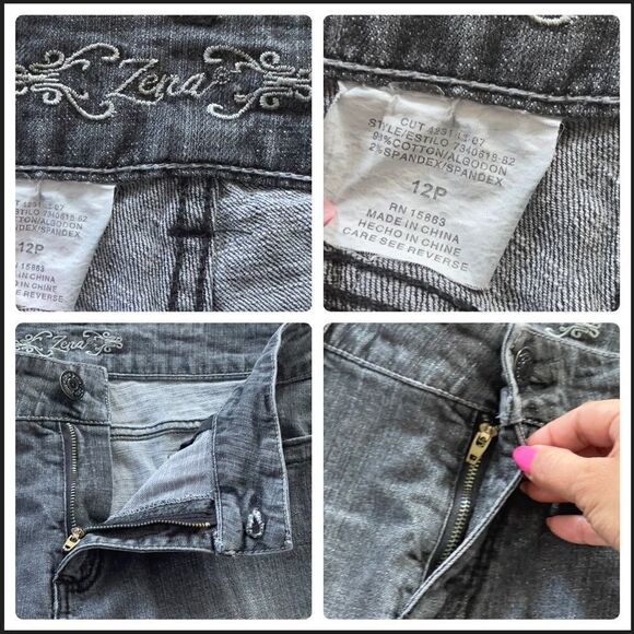 Zena Studded Denim Folded Hem Capri Sz 12P - Picture 13 of 13